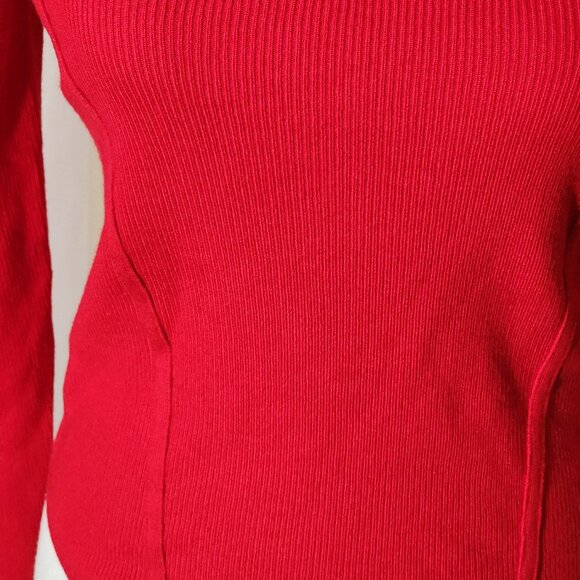 NWT- Ribbed Red Long-Sleeved Sweater - Picture 8 of 8